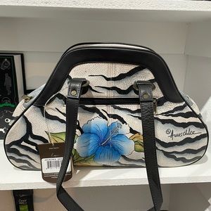 Zebra Floral Print Anushka Purse